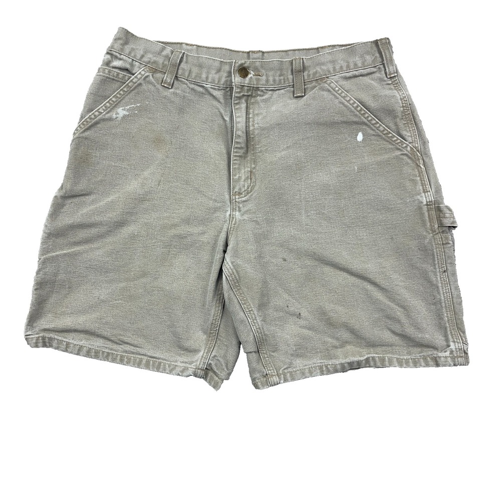 Vintage Carhartt Carpenter Shorts Men 32 Workwear Gray Distressed B25 DES Work